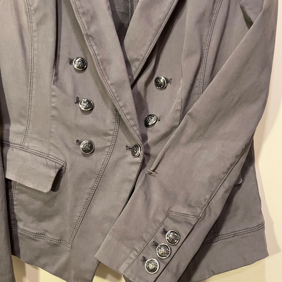WHITE HOUSE BLACK MARKET DOUBLE BREASTED MILITARY STYLE BLAZER GRAY/TAUPE SIZE 8 - Picture 6 of 9